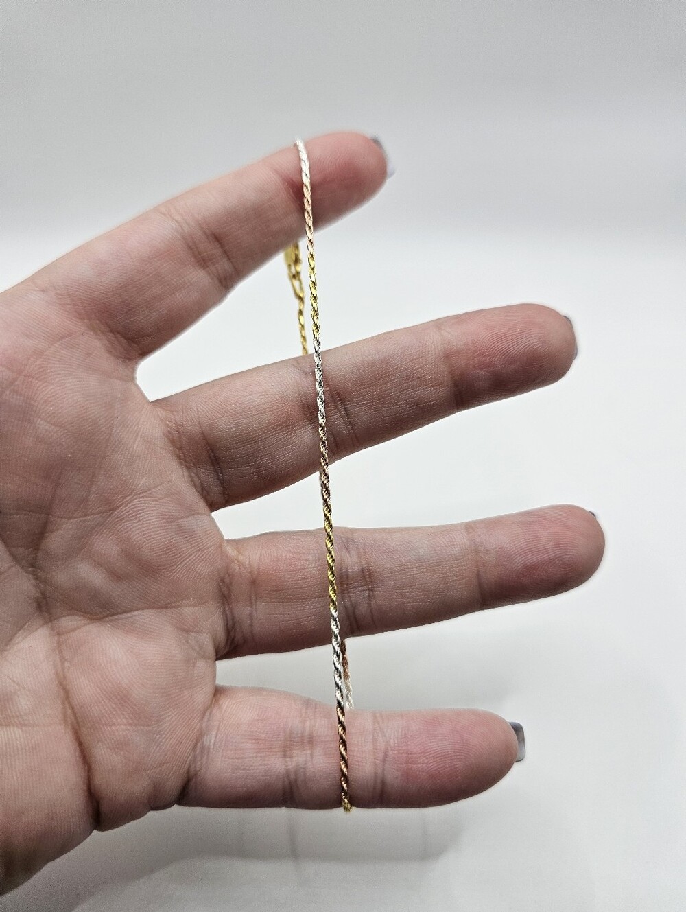 10in Tri Gold Over S925 Anklet